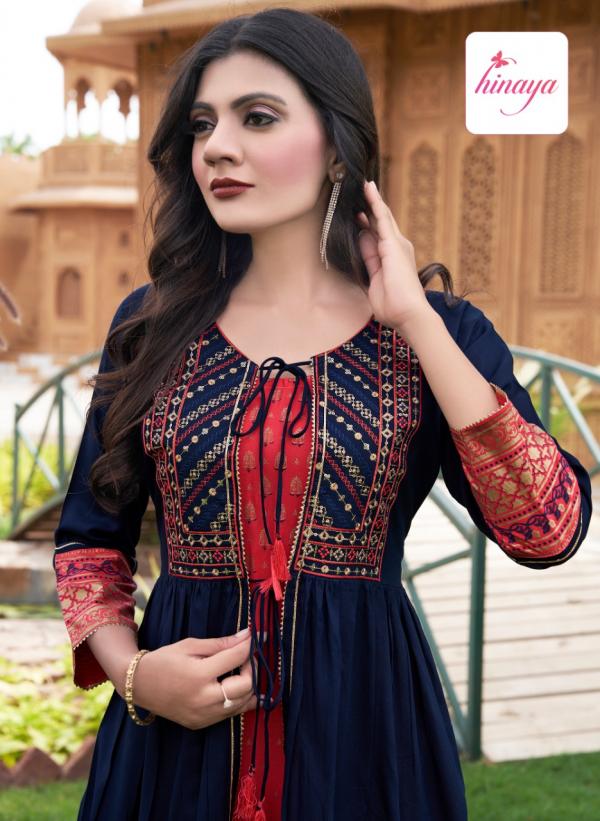 Hinaya Anaisha Rayon Designer Embroidery Kurti Collection